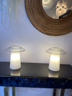  Vistosi Pair of Mushroom Murano Glass Lamps Italy 1970s - 2325779