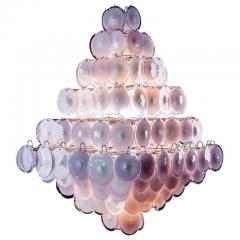  Vistosi Pair of Pink Murano Glass Disc Chandelier Italian Design by Gino Vistosi 1970s - 695102