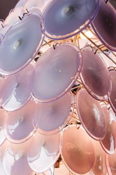  Vistosi Pair of Pink Murano Glass Disc Chandelier Italian Design by Gino Vistosi 1970s - 695106