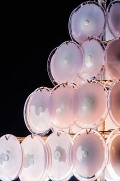  Vistosi Pair of Pink Murano Glass Disc Chandelier Italian Design by Gino Vistosi 1970s - 695107