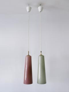  Vistosi Set of Two Elegant Mid Century Murano Glass Pendant Lamps by Vistosi Italy 1950s - 3924595