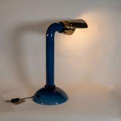  Vistosi Vintage Murano blue glass and brass shade table lamp - 4480482