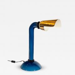  Vistosi Vintage Murano blue glass and brass shade table lamp - 4483490