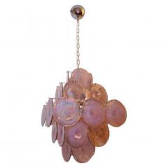  Vistosi Vistosi 1970s Art Deco Iridescent Amethyst Murano Glass Round Disk Chandelier - 443190