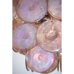  Vistosi Vistosi 1970s Art Deco Iridescent Amethyst Murano Glass Round Disk Chandelier - 443198