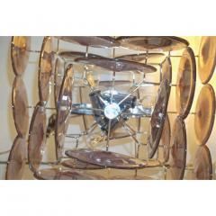  Vistosi Vistosi 1970s Art Deco Iridescent Amethyst Murano Glass Round Disk Chandelier - 443199