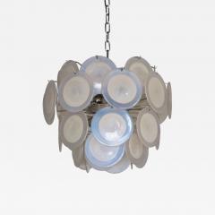  Vistosi White Iridescent Murano Glass Disc Chandelier Attributed to Vistosi - 1103204