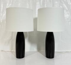  Visual Comfort Company Marian Jamieson Ebonized Oak Bullet Lamps with Oyster Linen Shades - 4714883