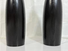  Visual Comfort Company Marian Jamieson Ebonized Oak Bullet Lamps with Oyster Linen Shades - 4714887