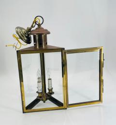  Visual Comfort Company Pair of 1970s American Solid Brass Glass Lantern Pendant Sconces - 4715586