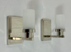  Visual Comfort Company Pair of Marian Jamieson Six of One Nickel Wall Sconces with Frosted Glass - 4714756