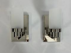  Visual Comfort Company Pair of Marian Jamieson Six of One Nickel Wall Sconces with Frosted Glass - 4714762