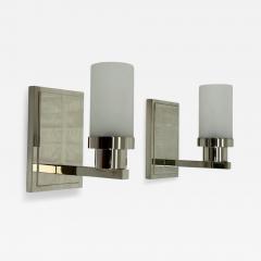  Visual Comfort Company Pair of Marian Jamieson Six of One Nickel Wall Sconces with Frosted Glass - 4716794