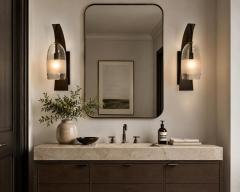  Visual Comfort Company Pair of Mateo Wall Sconces by Marian Jamieson in Bronze Smoked Glass - 4714764