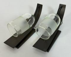  Visual Comfort Company Pair of Mateo Wall Sconces by Marian Jamieson in Bronze Smoked Glass - 4714773
