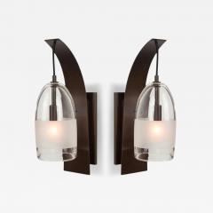  Visual Comfort Company Pair of Mateo Wall Sconces by Marian Jamieson in Bronze Smoked Glass - 4716795