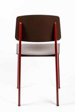  Vitra Set of 6 Jean Prouv Standard SP Chairs in Teak Brown and Red for Vitra - 1333781