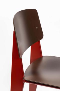  Vitra Set of 6 Jean Prouv Standard SP Chairs in Teak Brown and Red for Vitra - 1333783