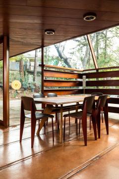  Vitra Set of 6 Jean Prouv Standard SP Chairs in Teak Brown and Red for Vitra - 1333784