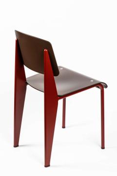  Vitra Set of 6 Jean Prouv Standard SP Chairs in Teak Brown and Red for Vitra - 1333786