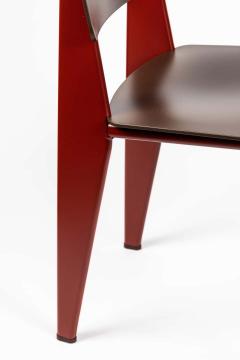  Vitra Set of 6 Jean Prouv Standard SP Chairs in Teak Brown and Red for Vitra - 1333787