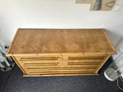  Vivai del Sud Bamboo Rattan Brass Chest of Drawers by Vivai Del Sud Italy 1970s - 3718759