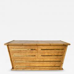  Vivai del Sud Bamboo Rattan Brass Chest of Drawers by Vivai Del Sud Italy 1970s - 3720456