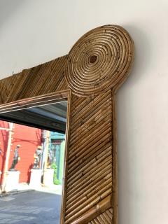  Vivai del Sud Bamboo and Rattan Mirror by Vivai Del Sud Italy 1970s - 4194294