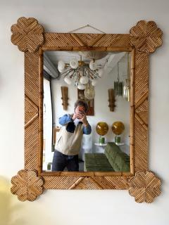  Vivai del Sud Bamboo and Rattan Mirror by Vivai Del Sud Italy 1970s - 4379621