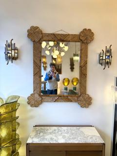  Vivai del Sud Bamboo and Rattan Mirror by Vivai Del Sud Italy 1970s - 4379623