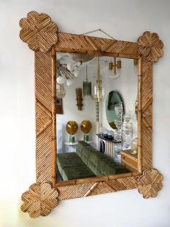  Vivai del Sud Bamboo and Rattan Mirror by Vivai Del Sud Italy 1970s - 4379624