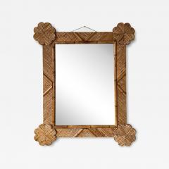  Vivai del Sud Bamboo and Rattan Mirror by Vivai Del Sud Italy 1970s - 4379741