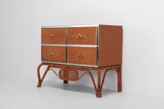  Vivai del Sud Commode in Rattan Bamboo Brass and Chrome by Vivai del Sud 1970s - 1051958