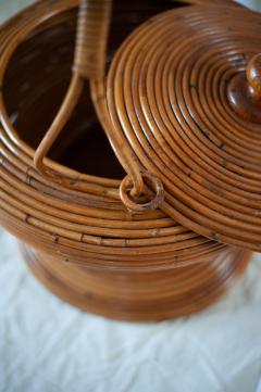  Vivai del Sud Decorative Rattan Basket By Vivai Del Sud Italy 1960s - 4662791