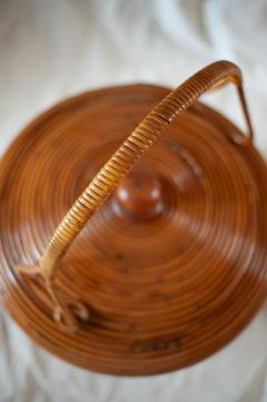  Vivai del Sud Decorative Rattan Basket By Vivai Del Sud Italy 1960s - 4662793
