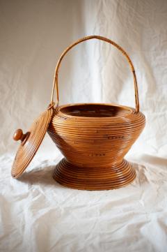  Vivai del Sud Decorative Rattan Basket By Vivai Del Sud Italy 1960s - 4662794