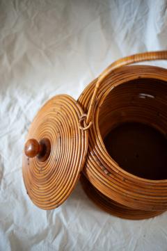 Vivai del Sud Decorative Rattan Basket By Vivai Del Sud Italy 1960s - 4662795