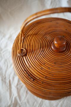  Vivai del Sud Decorative Rattan Basket By Vivai Del Sud Italy 1960s - 4662797