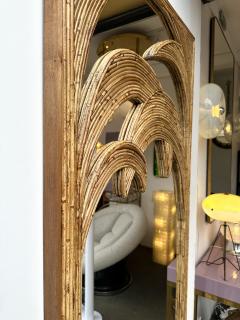  Vivai del Sud Full Length Rattan Palm Tree Mirror by Vivai Del Sud Italy 1970s - 3539152