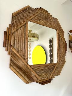  Vivai del Sud Large Bamboo and Rattan Mirror by Colin Morrow for Vivai Del Sud Italy 1970s - 4040376
