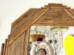  Vivai del Sud Large Bamboo and Rattan Mirror by Colin Morrow for Vivai Del Sud Italy 1970s - 4040379