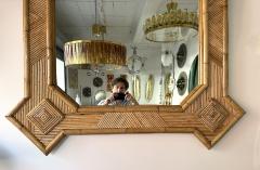  Vivai del Sud Large Bamboo and Rattan Mirror by Vivai Del Sud Italy 1970s - 4210020