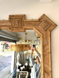  Vivai del Sud Large Bamboo and Rattan Mirror by Vivai Del Sud Italy 1970s - 4210029
