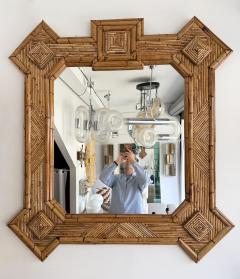  Vivai del Sud Large Bamboo and Rattan Mirror by Vivai Del Sud Italy 1970s - 4590024