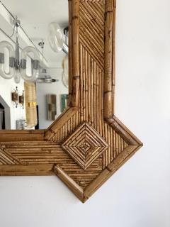  Vivai del Sud Large Bamboo and Rattan Mirror by Vivai Del Sud Italy 1970s - 4590028