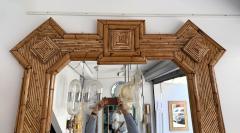  Vivai del Sud Large Bamboo and Rattan Mirror by Vivai Del Sud Italy 1970s - 4590031