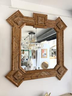  Vivai del Sud Large Bamboo and Rattan Mirror by Vivai Del Sud Italy 1970s - 4590033