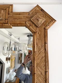  Vivai del Sud Large Bamboo and Rattan Mirror by Vivai Del Sud Italy 1970s - 4590035