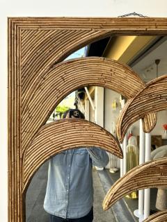  Vivai del Sud Large Full Length Rattan Palm Tree Mirror by Vivai Del Sud Italy 1970s - 3678225