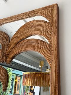  Vivai del Sud Large Rattan Palm Tree Mirror by Vivai Del Sud Italy 1970s - 4347180